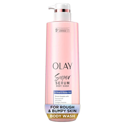 Olay Super Serum Body Wash for Extra Dry Skin, 24hr Long Lasting Hydration, 5+ Ingredient Complex for Bright Even Firm Luminous Skin, 20 fl oz