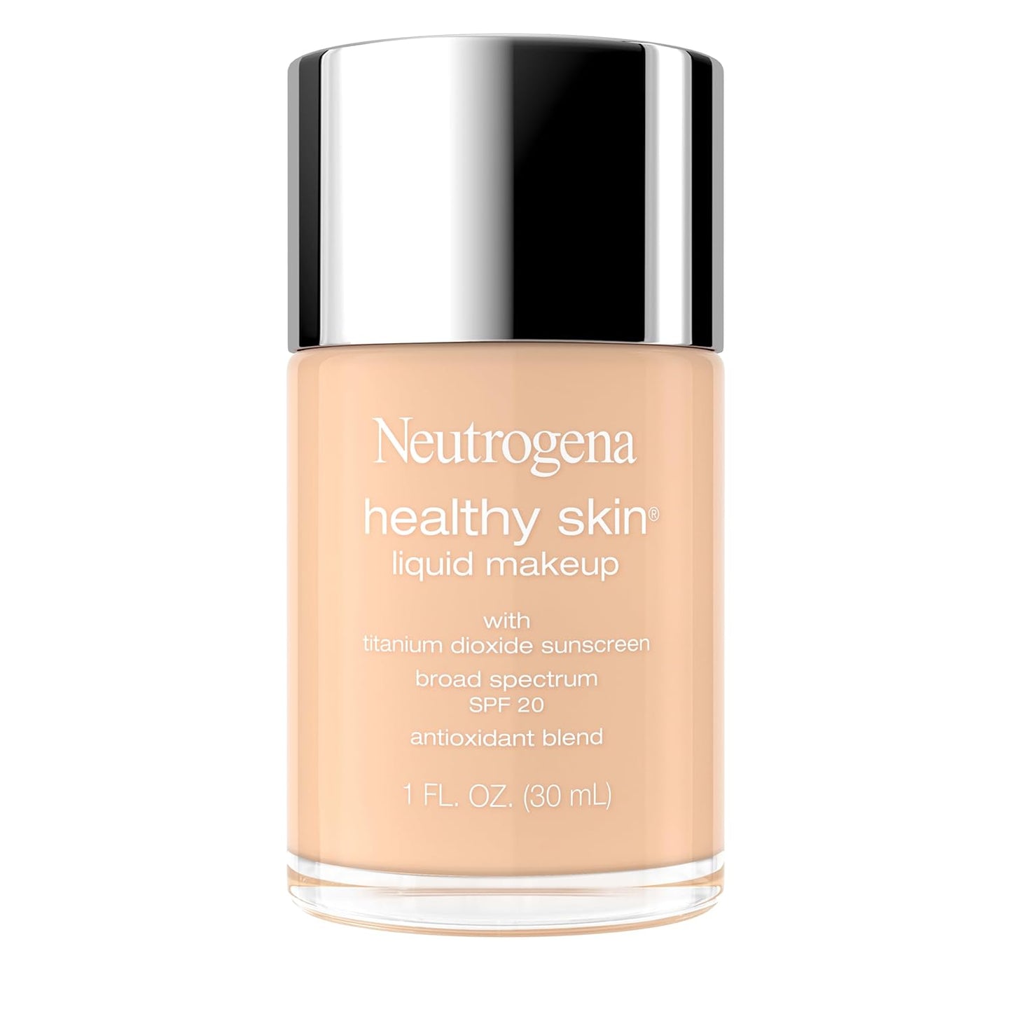 Neutrogena Healthy Skin Liquid Foundation Makeup with Broad Spectrum SPF 20 Sunscreen, Lightweight, Medium Coverage Makeup with Sunscreen and Pro-Vitamin B5, Fresh Beige 380W, 1 fl. oz