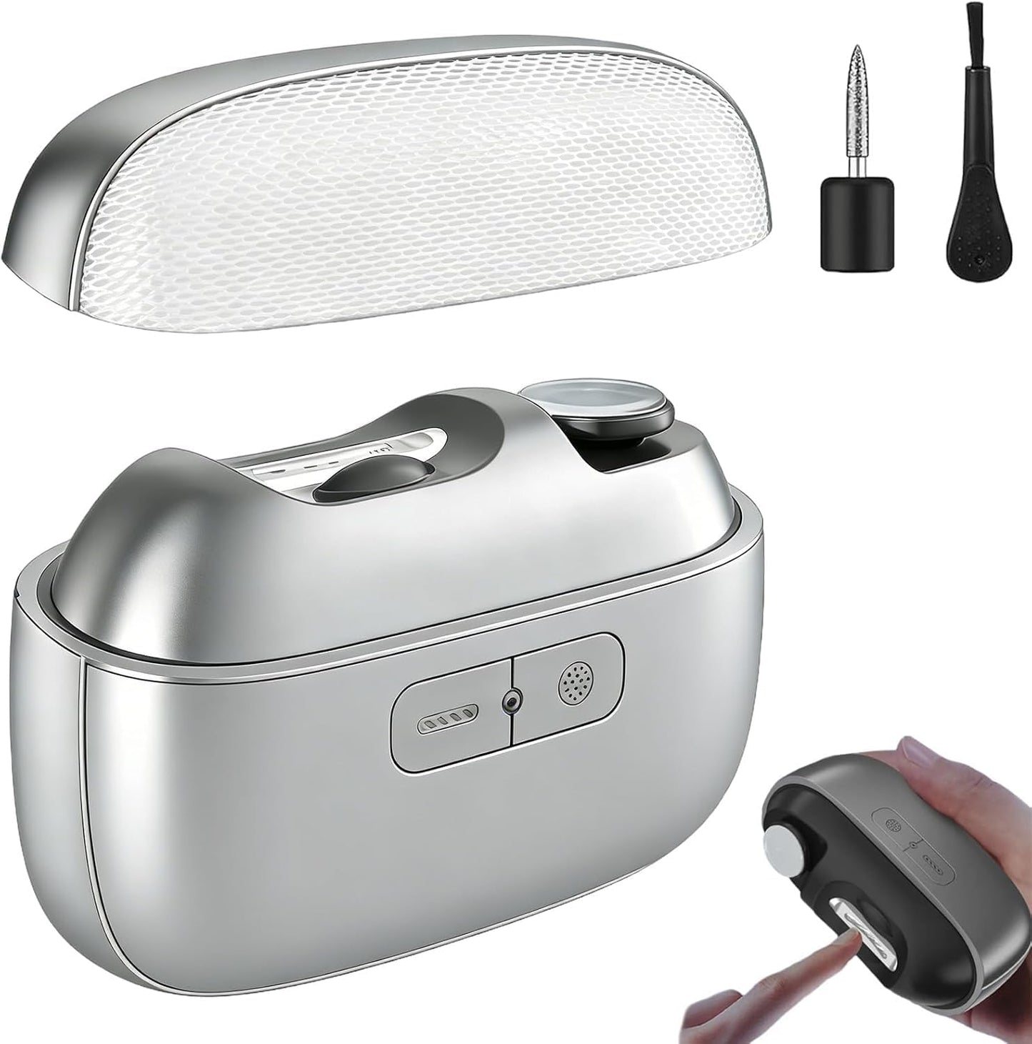 Universal Automatic Electric Nail Clipper,3-in-1 Rechargeable Fingernail & Toenail Trimmer with Built-in Light&2 Speeds,360° Silent Smart Nails Cutter and Polishing Trimmer with Nail Scraps Storage