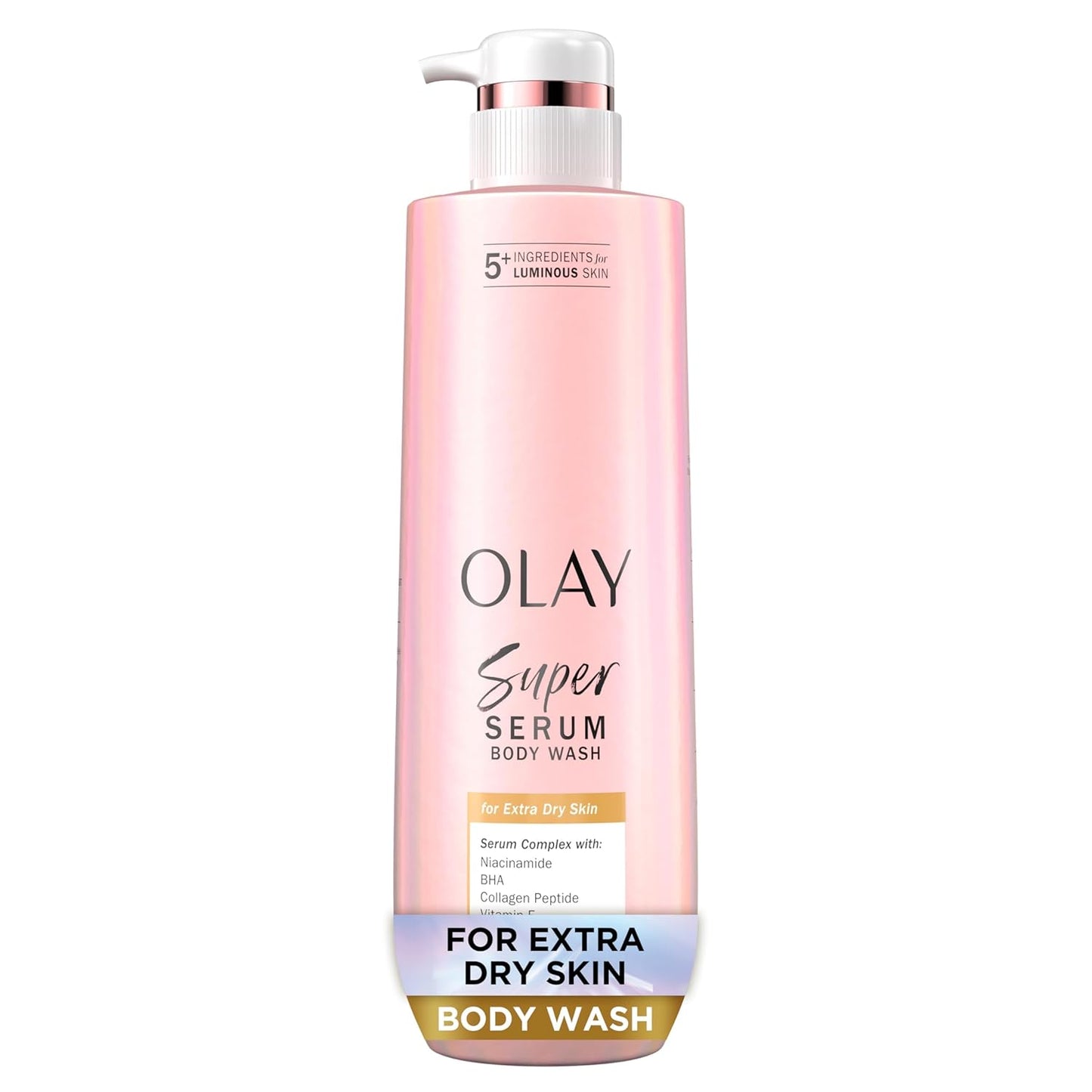 Olay Super Serum Body Wash for Extra Dry Skin, 24hr Long Lasting Hydration, 5+ Ingredient Complex for Bright Even Firm Luminous Skin, 20 fl oz