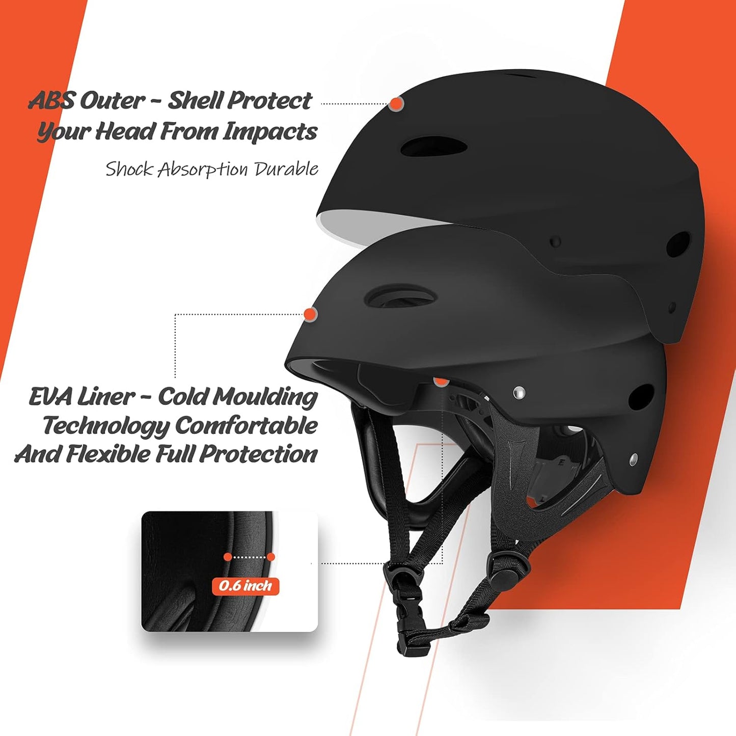Vihir Adult Water Sports Adjustable Helmet with Ears - Perfect for Kayaking, Boating,Surfing