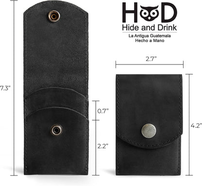 Hide & Drink, Double Nail Clipper Case, Beauty & Personal Care, Commuter and Nomad, Grooming Case, Home & Travel Essentials, Manicure Kit Storage, Full Grain Leather, Handmade (Charcoal Black)