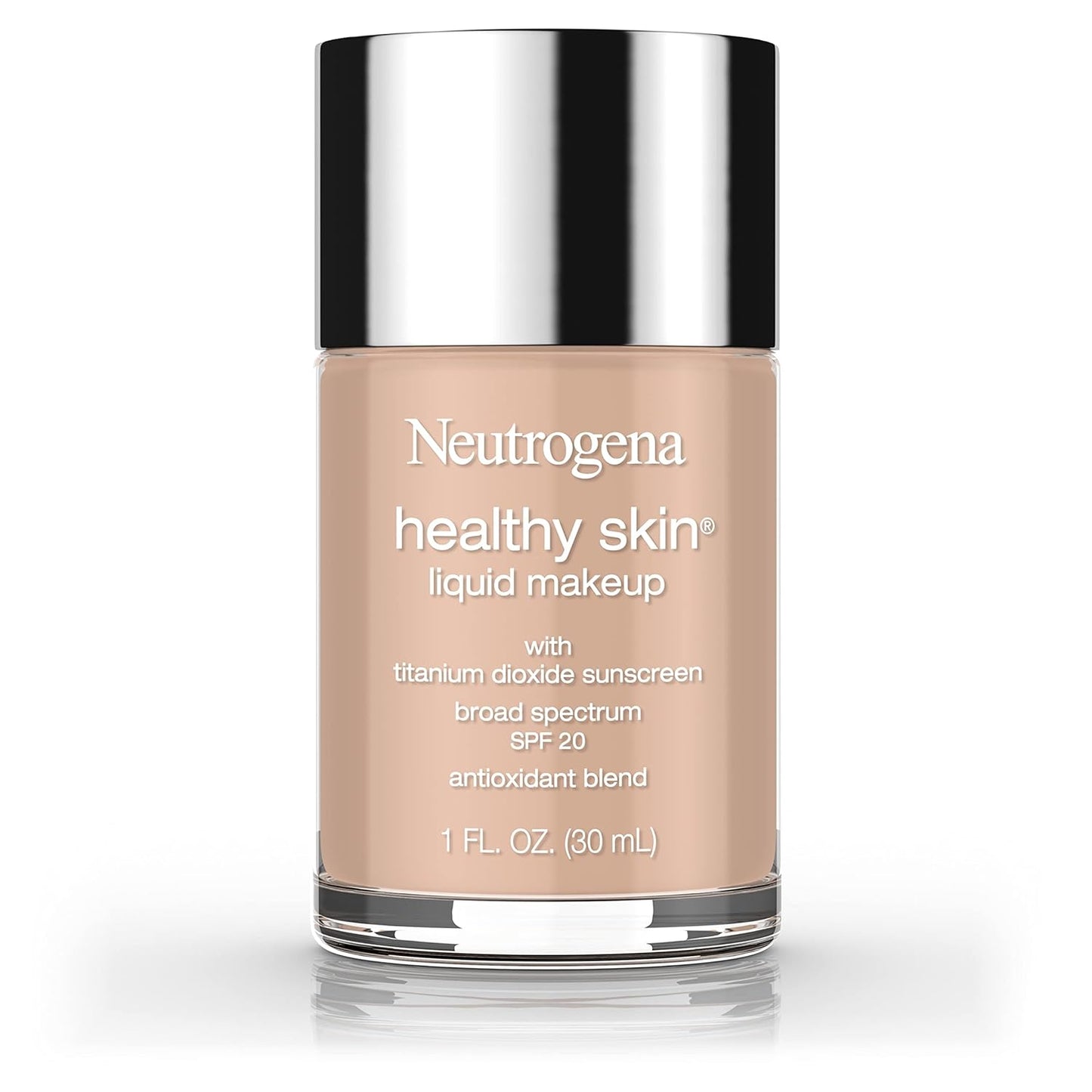 Neutrogena Healthy Skin Liquid Foundation Makeup with Broad Spectrum SPF 20 Sunscreen, Lightweight, Medium Coverage Makeup with Sunscreen and Pro-Vitamin B5, Fresh Beige 380W, 1 fl. oz