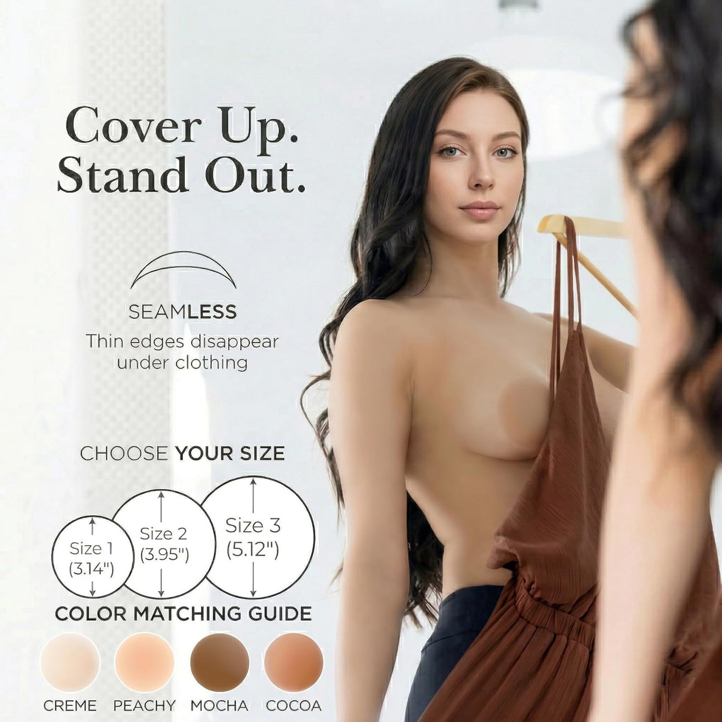Nipple Covers with Lift for Women,2 Pairs Seamless Reusable Sticky Bra Push Up Adhesive Lifting Pasties
