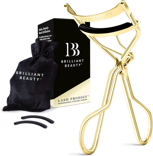 Eyelash Curler with Satin Bag & Refill Pads - Award Winning - No Pinching, Just Dramatically Curled Eyelashes for a Lash Lift in Seconds (Gold)