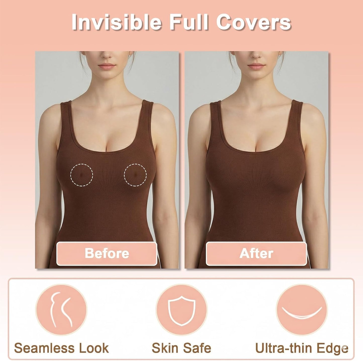 Nipple Covers with Lift for Women,2 Pairs Seamless Reusable Sticky Bra Push Up Adhesive Lifting Pasties