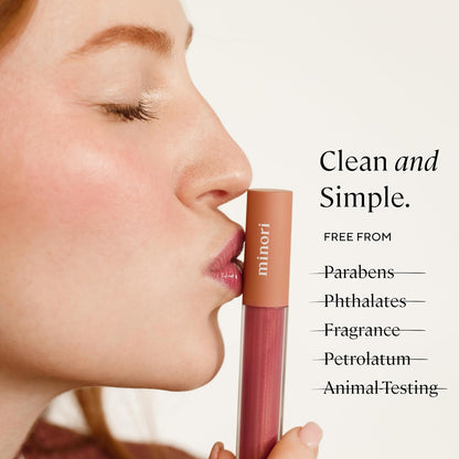 Minori Lip Gloss, Cozy Shade, Hydrating, Non-Sticky Sheer Gloss with Jojoba, Shea Butter & Vitamin E, Vegan & Cruelty-Free, Moisturizing Lip Shine, 0.11 fl oz.