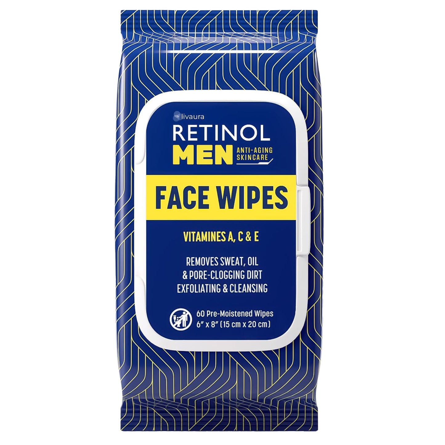 LIVAURA Retinol Men’s Makeup Remover Wipes (60 Count, Pack of 1) – Face Wipe for Makeup Removal & Cleansing, Micellar Facial Wipes, Sensitive Skin, Travel Size Cleansing Wipe for Face & Eye Make up