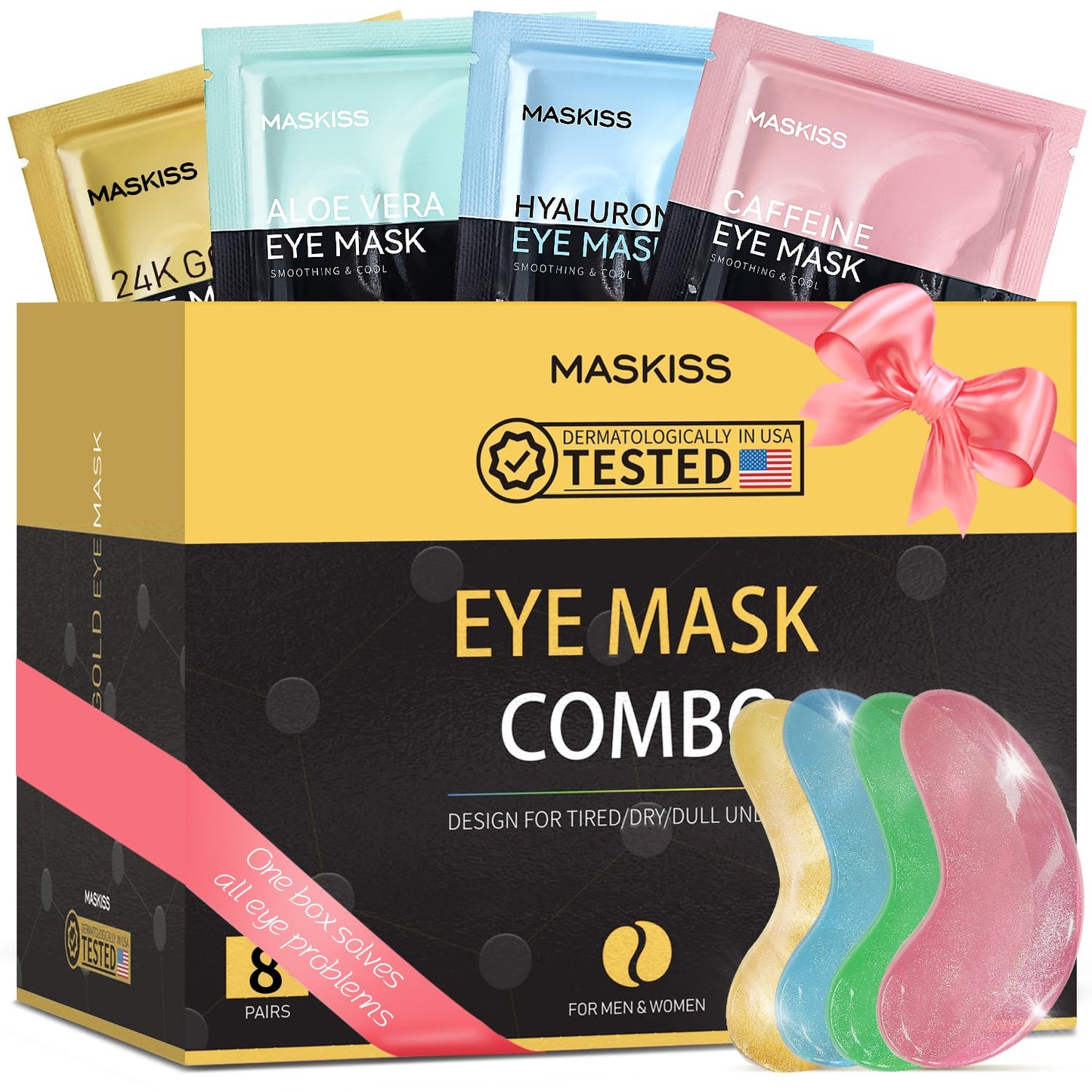 Maskiss Under Eye Patches (50 Pairs), Hyaluronic Acid Eye Masks for Dark Circles Puffy Eyes Undereye Bags, Collagen Eye Patches for Wrinkles and Hydrate, Skin Care Gift for Her