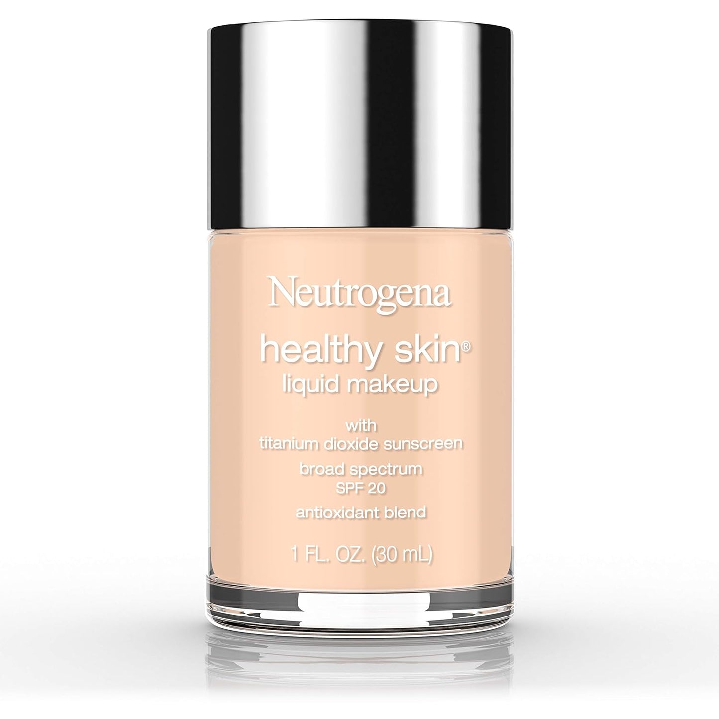 Neutrogena Healthy Skin Liquid Foundation Makeup with Broad Spectrum SPF 20 Sunscreen, Lightweight, Medium Coverage Makeup with Sunscreen and Pro-Vitamin B5, Fresh Beige 380W, 1 fl. oz