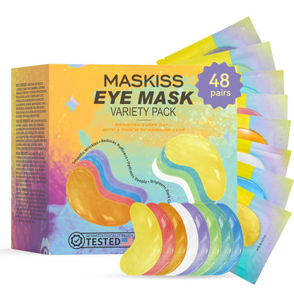 Maskiss Under Eye Patches (50 Pairs), Hyaluronic Acid Eye Masks for Dark Circles Puffy Eyes Undereye Bags, Collagen Eye Patches for Wrinkles and Hydrate, Skin Care Gift for Her
