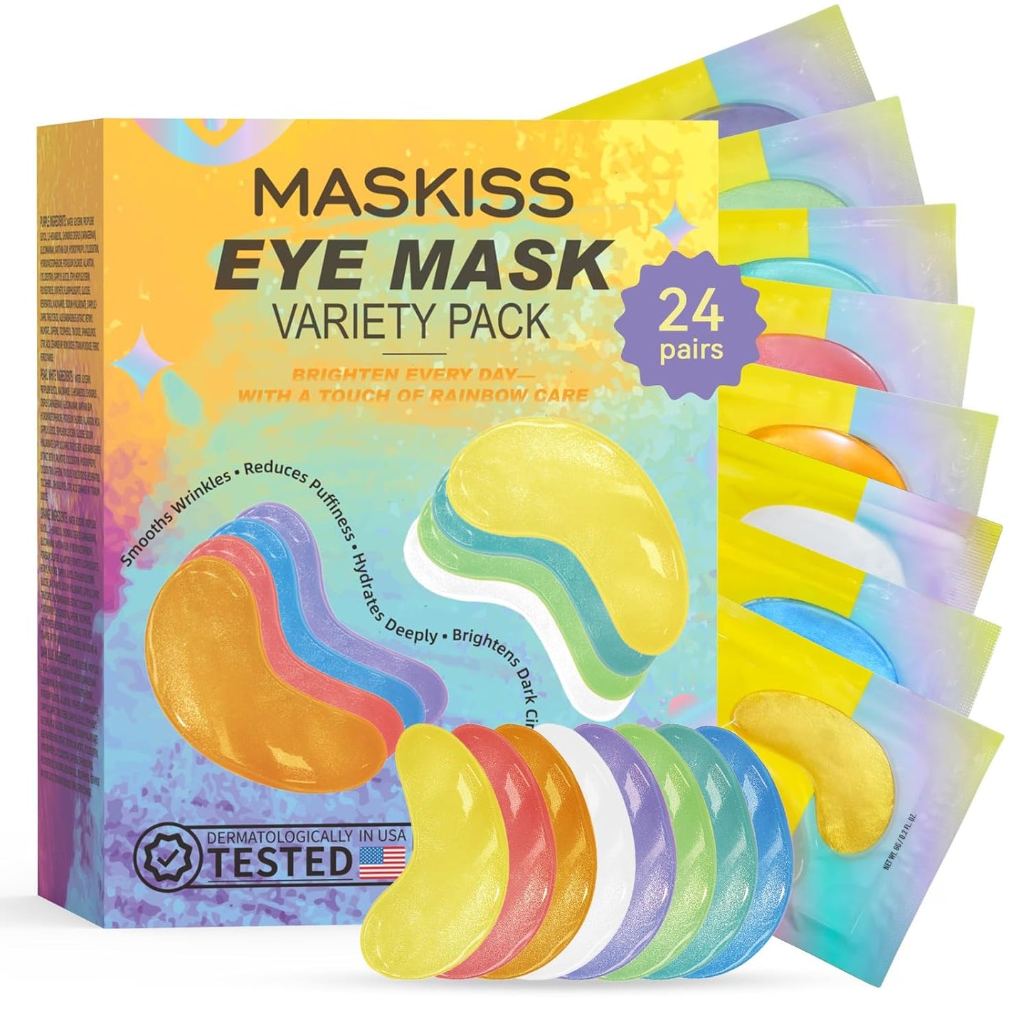 Maskiss Under Eye Patches (50 Pairs), Hyaluronic Acid Eye Masks for Dark Circles Puffy Eyes Undereye Bags, Collagen Eye Patches for Wrinkles and Hydrate, Skin Care Gift for Her