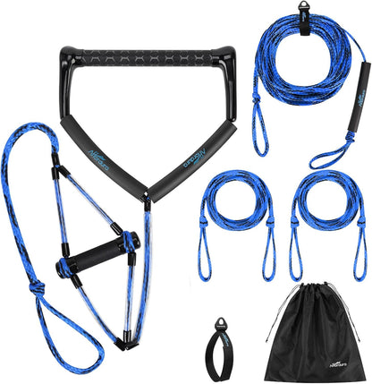 Affordura Wakeboard Rope 75 Feet Water Ski Rope with Handle Ski Ropes for Watersports, Ski Tow Rope for Tubing 4 Sections Tube Tow Rope for Watersports, Storage Bag Included