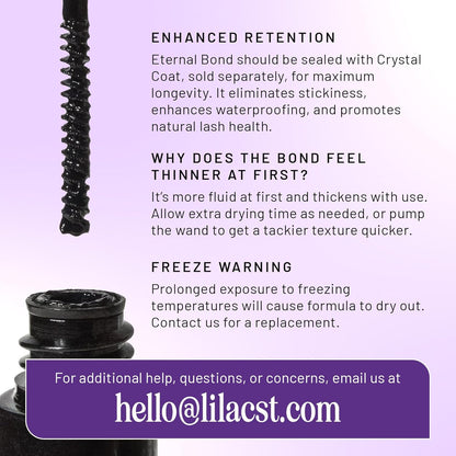 Lilac St - Eternal Bond Lash Glue (Black) - Lash Cluster Glue - Quick Dry Formula - Mini Mascara Wand Applicator - Strong & Flexible Hold - Waterproof - Cruelty Free, Vegan - Pack of 2