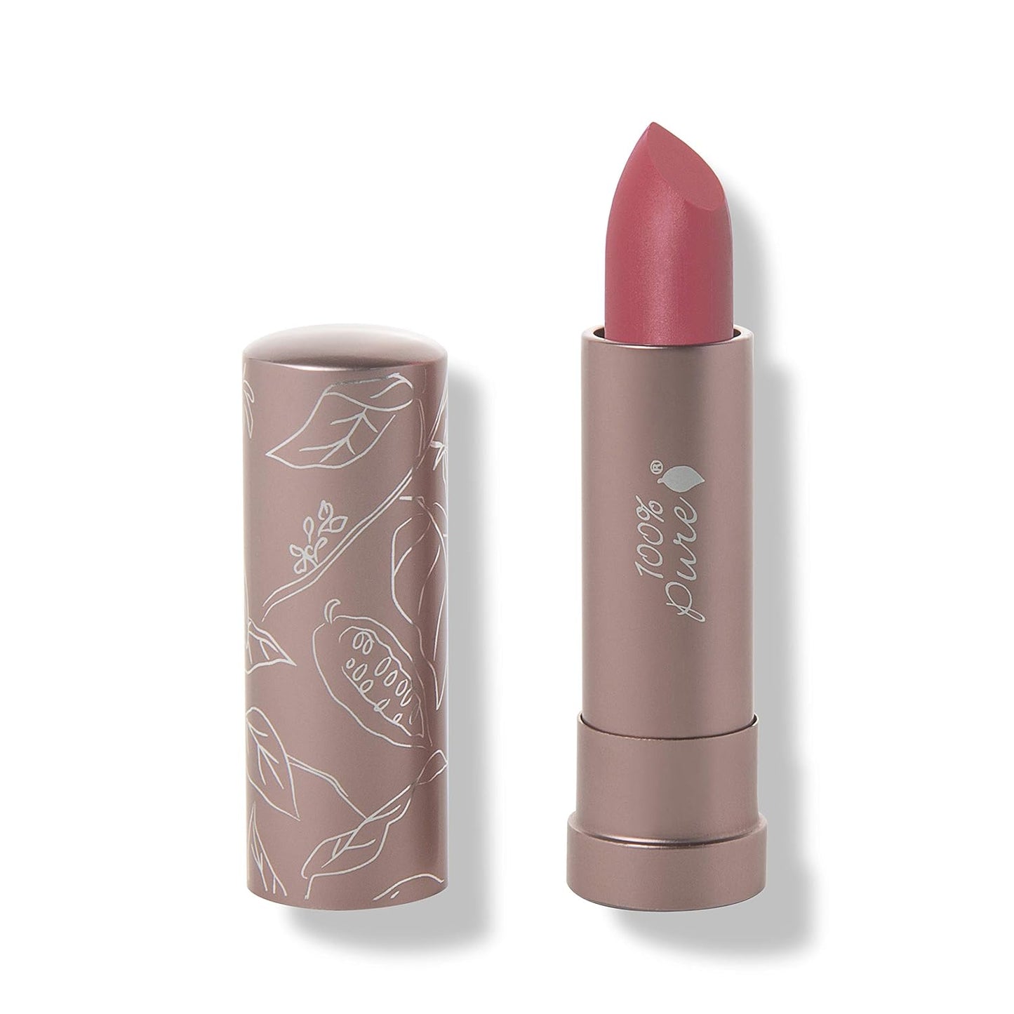 100% PURE Cocoa Butter Matte Lipstick Full Stay All Day Coverage, Lasting Moisturizing & Softening Natural Lip Color for All Skin Tones, Vegan Fruit Pigmented Mirage (Cool Deep Dusty Pink) - 0.15 oz