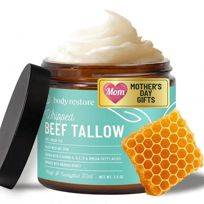 Body Restore Whipped Beef Tallow Balm – Mothers Day Gifts for Mom, Grass Fed Moisturizer for Face and Body, Birthday Gifts for Women, Self Care – Eucalyptus