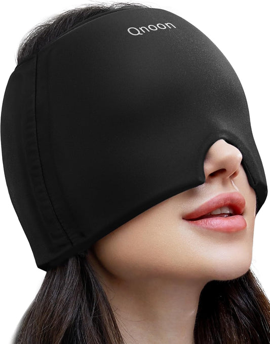 Qnoon Migraine Relief Cap, Headache Relief Cap Mask Products, Cooling Odorless Gel Ice Head Wrap for Tension, Stress,Hangover & Puffy Eyes