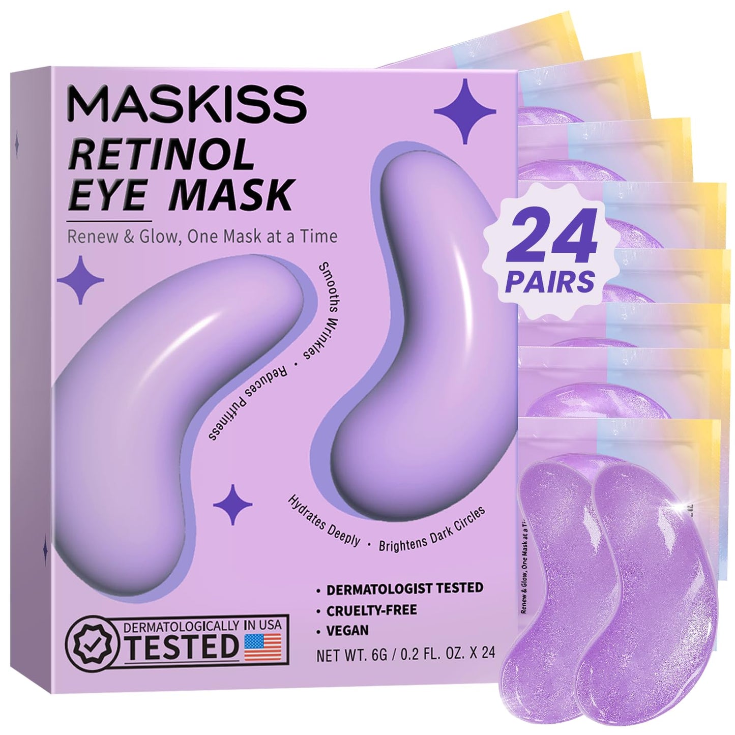 Maskiss Under Eye Patches (50 Pairs), Hyaluronic Acid Eye Masks for Dark Circles Puffy Eyes Undereye Bags, Collagen Eye Patches for Wrinkles and Hydrate, Skin Care Gift for Her