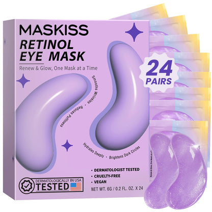 Maskiss Under Eye Patches (50 Pairs), Hyaluronic Acid Eye Masks for Dark Circles Puffy Eyes Undereye Bags, Collagen Eye Patches for Wrinkles and Hydrate, Skin Care Gift for Her