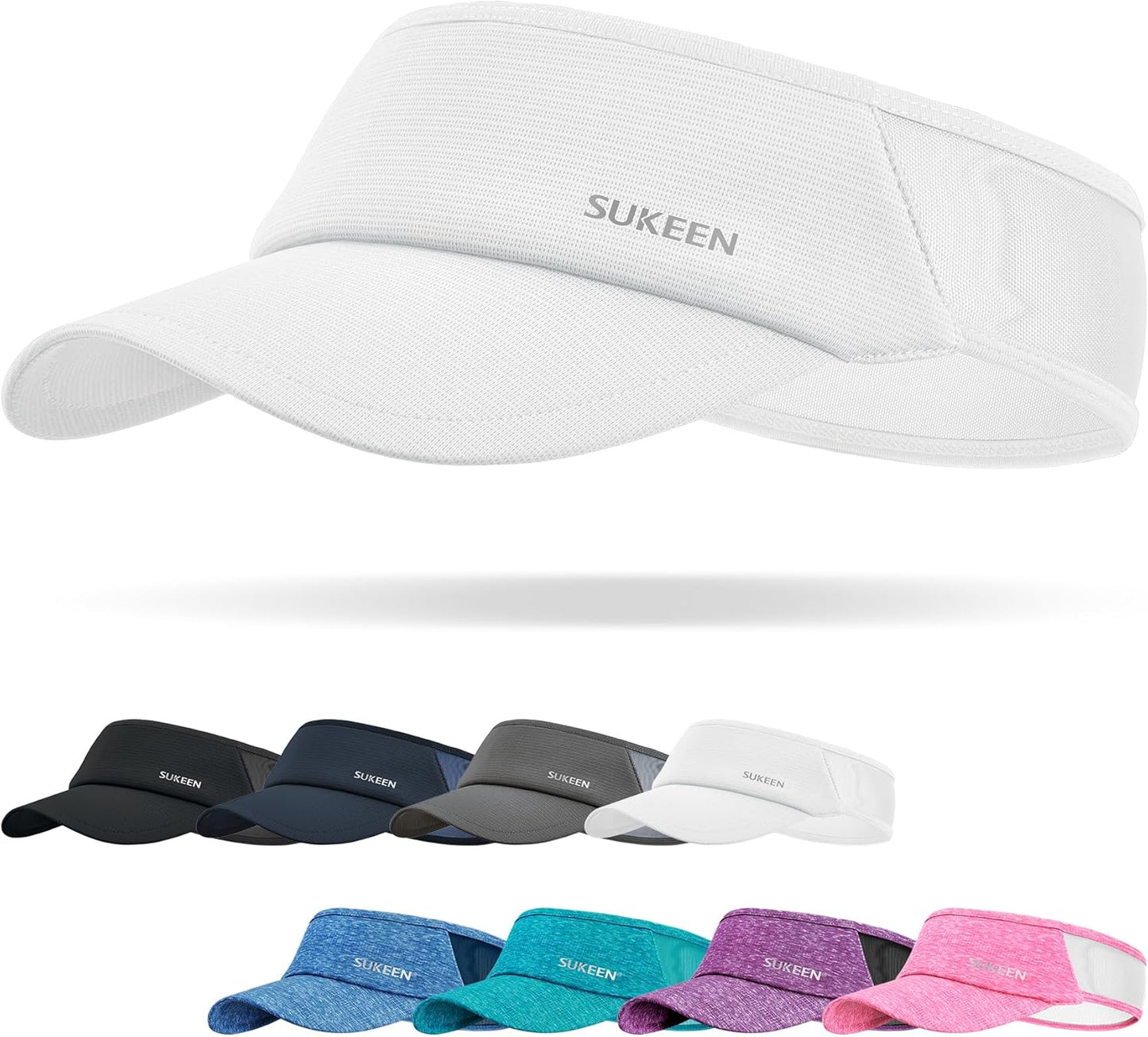 Sukeen Sports Sun Visor Men Women Lightweight Portable Cooling Stretchy Visor Hat for Running, Golf, Daily Wear