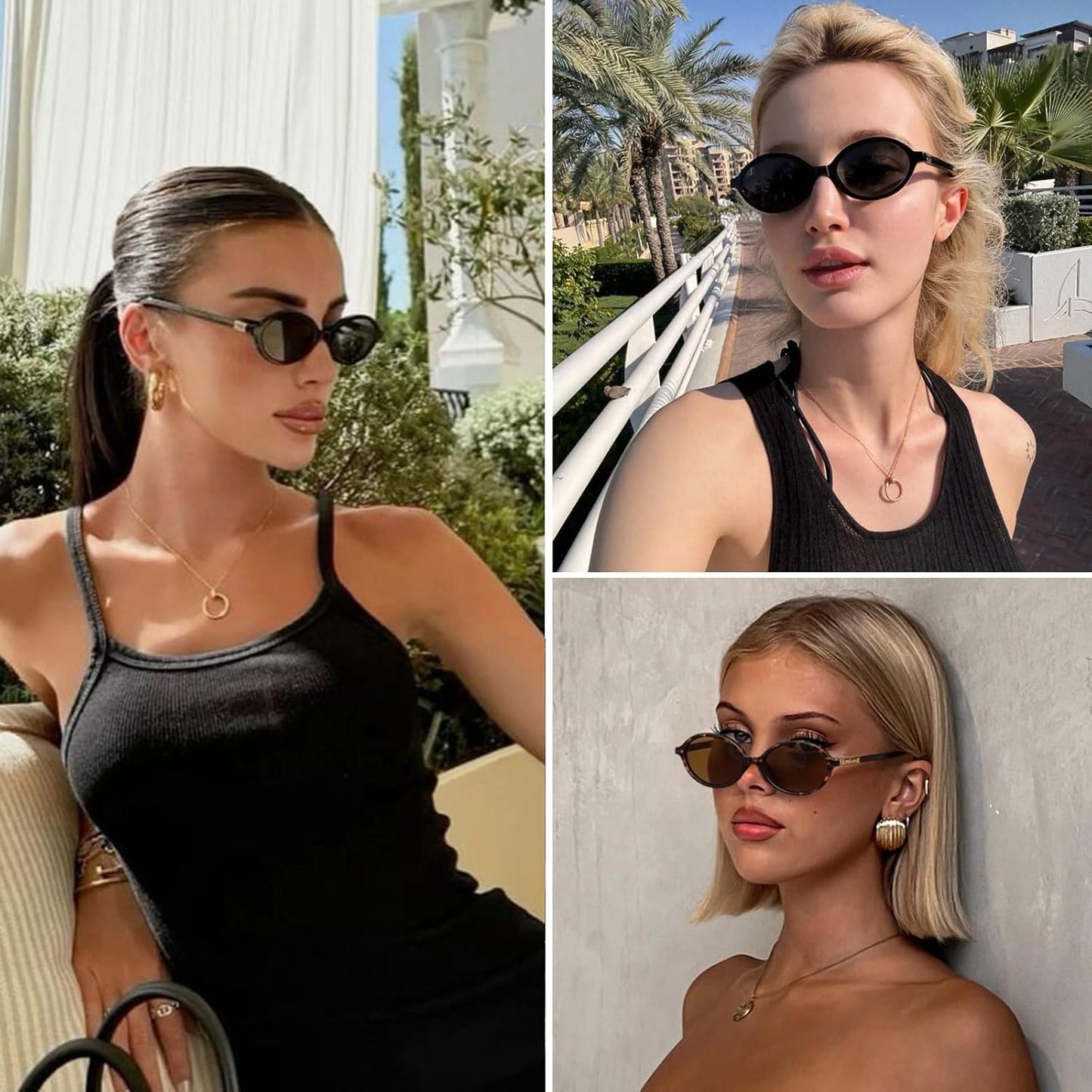 ViewJoy Retro Oval Sunglasses for Women Vintage 90s Y2K Trendy Designer Sun Glasses