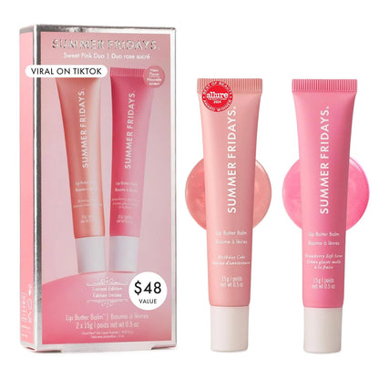Summer Fridays Tinted Lip Butter Balm - Conditioning Vegan Lip Balm for Instant Moisture, Shine & Hydration - Sheer-Tinted, Soothing Skincare - Pink Sugar (.5 Oz)
