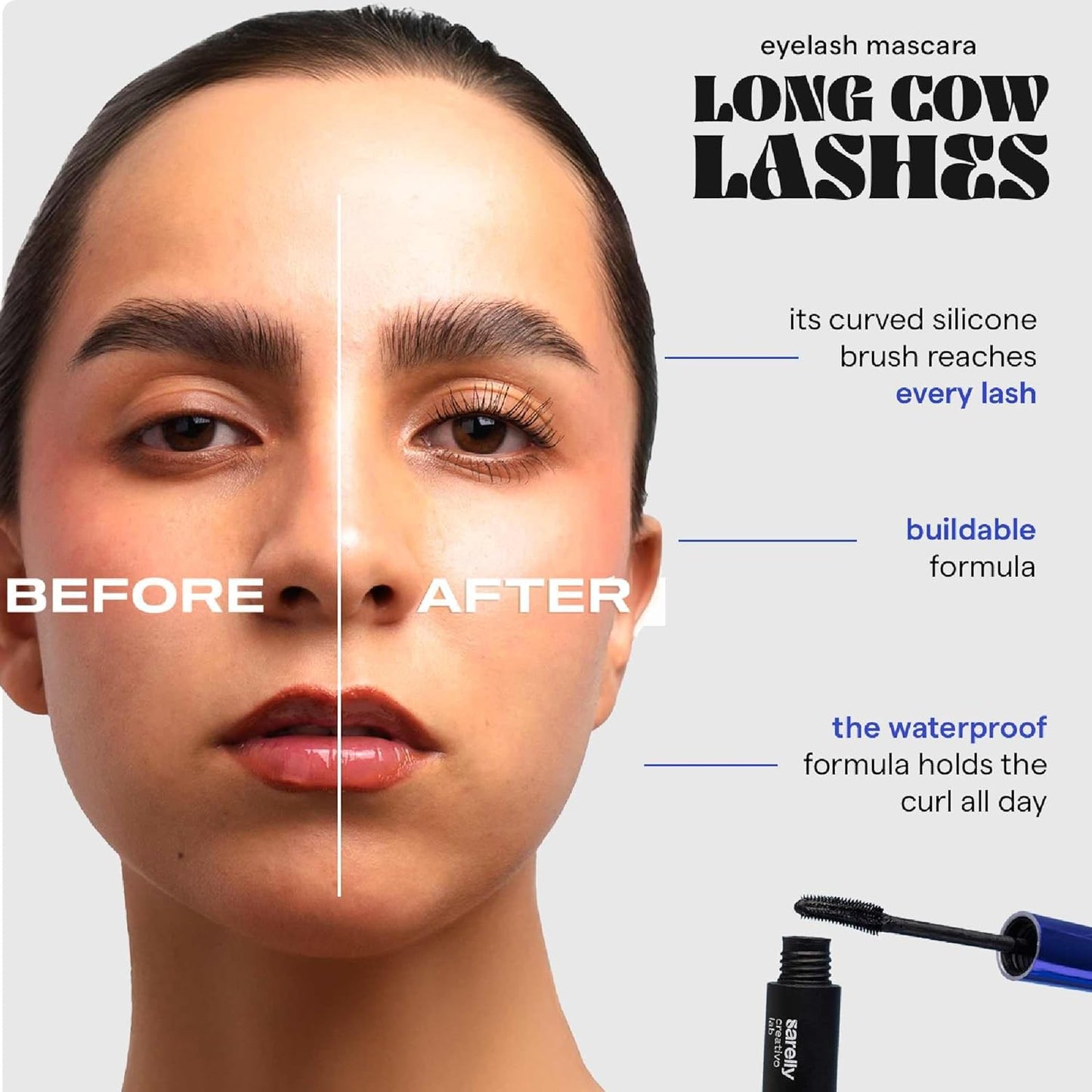 SARELLY Cow Lashes Mascara | Waterproof | Volumizing & Lengthening | Lash-Conditioning | Vegan & Cruelty-Free