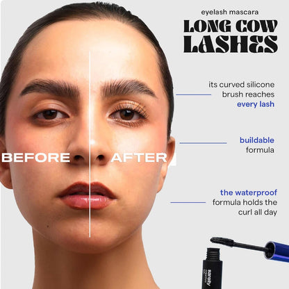 SARELLY Cow Lashes Mascara | Waterproof | Volumizing & Lengthening | Lash-Conditioning | Vegan & Cruelty-Free