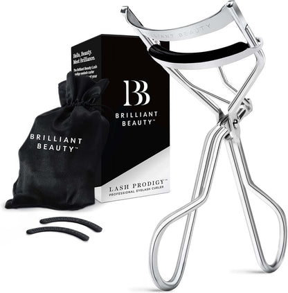 Eyelash Curler with Satin Bag & Refill Pads - Award Winning - No Pinching, Just Dramatically Curled Eyelashes for a Lash Lift in Seconds (Gold)