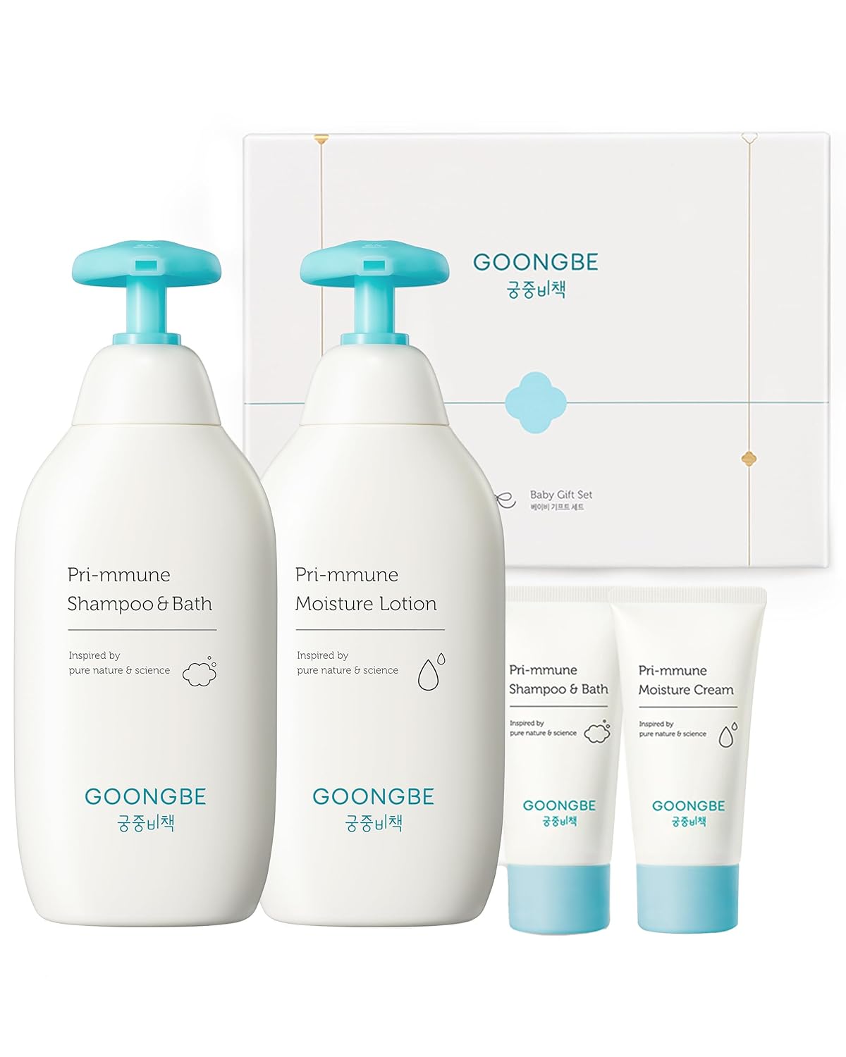 GOONGBE Pri-mmune Moisture Lotion - Korean Baby Body Moisturizer - Hypoallergenic Moisturizing & Calming Daily Skincare for Dry Skin - Fast Absorbing, Naturally Derived Non-Greasy Lotion, 11.8 oz.