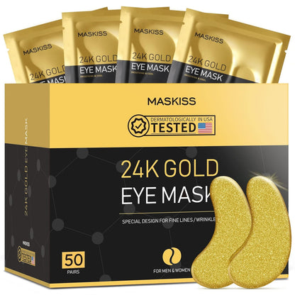 Maskiss Under Eye Patches (50 Pairs), Hyaluronic Acid Eye Masks for Dark Circles Puffy Eyes Undereye Bags, Collagen Eye Patches for Wrinkles and Hydrate, Skin Care Gift for Her
