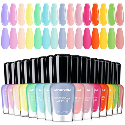 Morovan 15 Bright Color 0.27oz Air Quick Dry Nail Polish Gift Set for Women