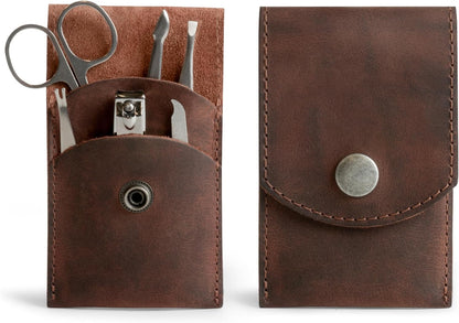 Hide & Drink, Double Nail Clipper Case, Beauty & Personal Care, Commuter and Nomad, Grooming Case, Home & Travel Essentials, Manicure Kit Storage, Full Grain Leather, Handmade (Charcoal Black)