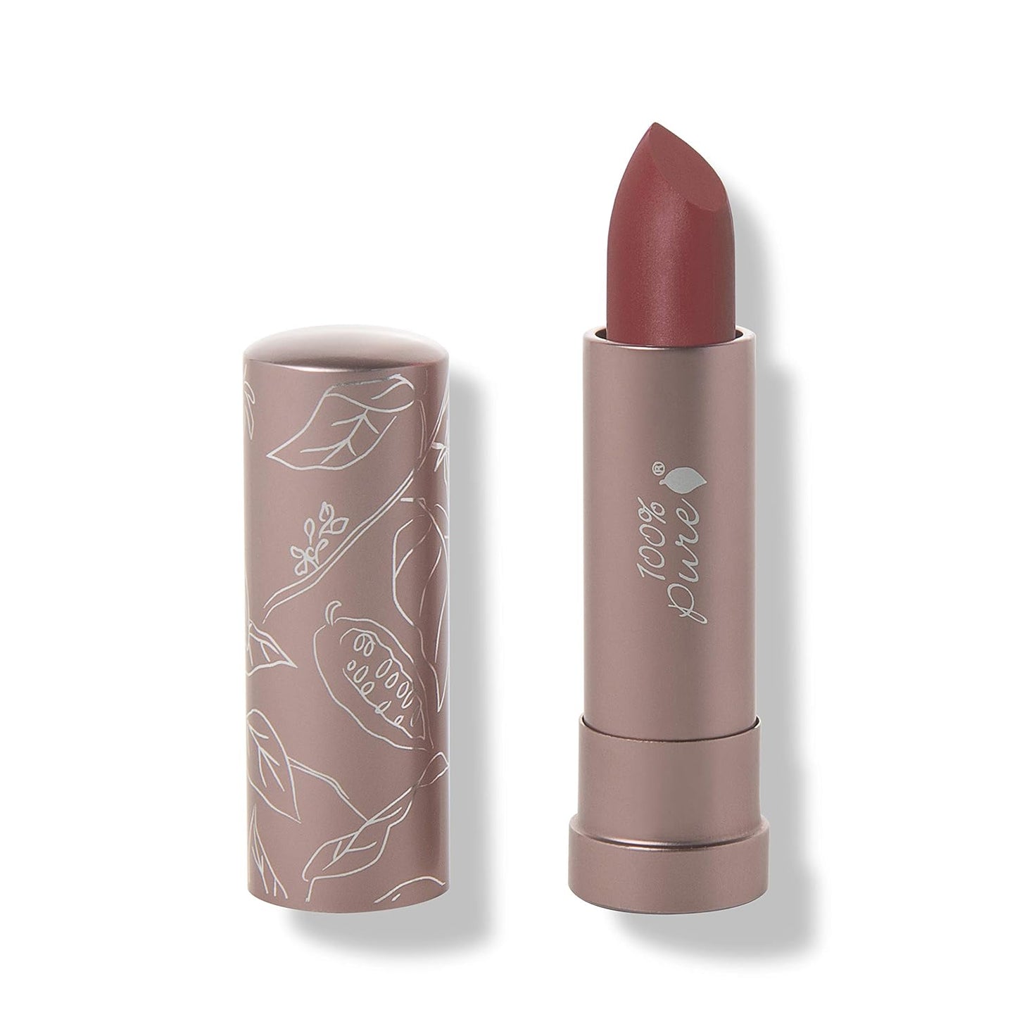 100% PURE Cocoa Butter Matte Lipstick Full Stay All Day Coverage, Lasting Moisturizing & Softening Natural Lip Color for All Skin Tones, Vegan Fruit Pigmented Mirage (Cool Deep Dusty Pink) - 0.15 oz