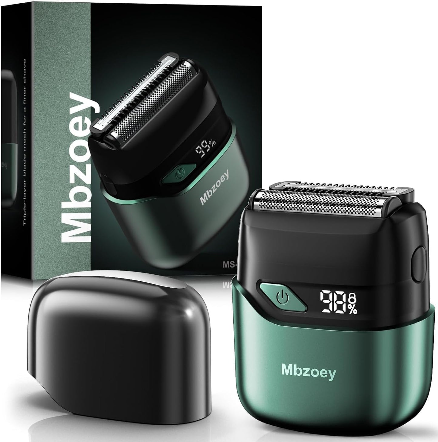 Mbzoey Electric Foil Shavers for Men: Mini Electric Razor for Face - IPX7 Waterproof Cordless Razor with LED Display & Fast Charge - Micro-Comb Technology & Precision Blades