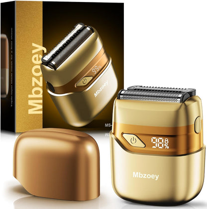 Mbzoey Electric Foil Shavers for Men: Mini Electric Razor for Face - IPX7 Waterproof Cordless Razor with LED Display & Fast Charge - Micro-Comb Technology & Precision Blades