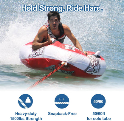 Affordura Wakeboard Rope 75 Feet Water Ski Rope with Handle Ski Ropes for Watersports, Ski Tow Rope for Tubing 4 Sections Tube Tow Rope for Watersports, Storage Bag Included