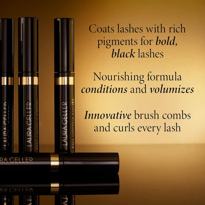 LAURA GELLER NEW YORK Kajal Longwear Mascara – Black – Volumizing, Lengthening, & Defining Mascara - Smudge‑Proof & Flake‑Proof Wear, Buildable Formula