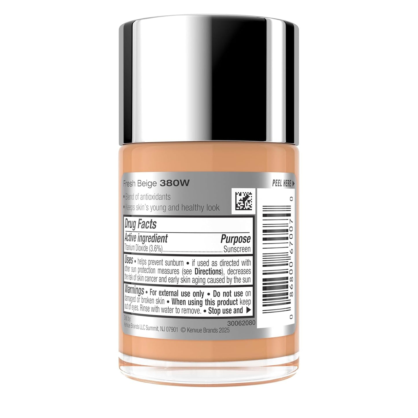 Neutrogena Healthy Skin Liquid Foundation Makeup with Broad Spectrum SPF 20 Sunscreen, Lightweight, Medium Coverage Makeup with Sunscreen and Pro-Vitamin B5, Fresh Beige 380W, 1 fl. oz