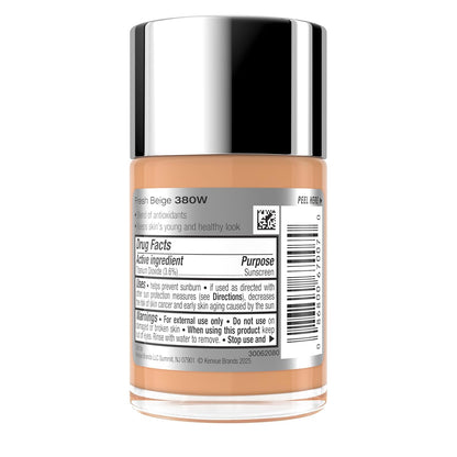 Neutrogena Healthy Skin Liquid Foundation Makeup with Broad Spectrum SPF 20 Sunscreen, Lightweight, Medium Coverage Makeup with Sunscreen and Pro-Vitamin B5, Fresh Beige 380W, 1 fl. oz