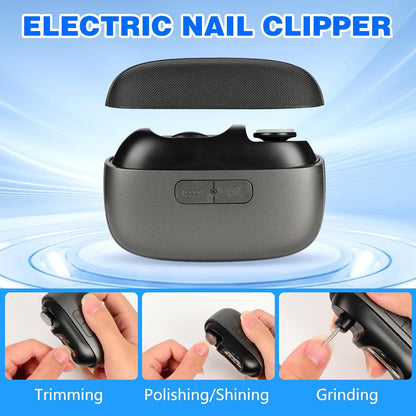 Universal Automatic Electric Nail Clipper,3-in-1 Rechargeable Fingernail & Toenail Trimmer with Built-in Light&2 Speeds,360° Silent Smart Nails Cutter and Polishing Trimmer with Nail Scraps Storage
