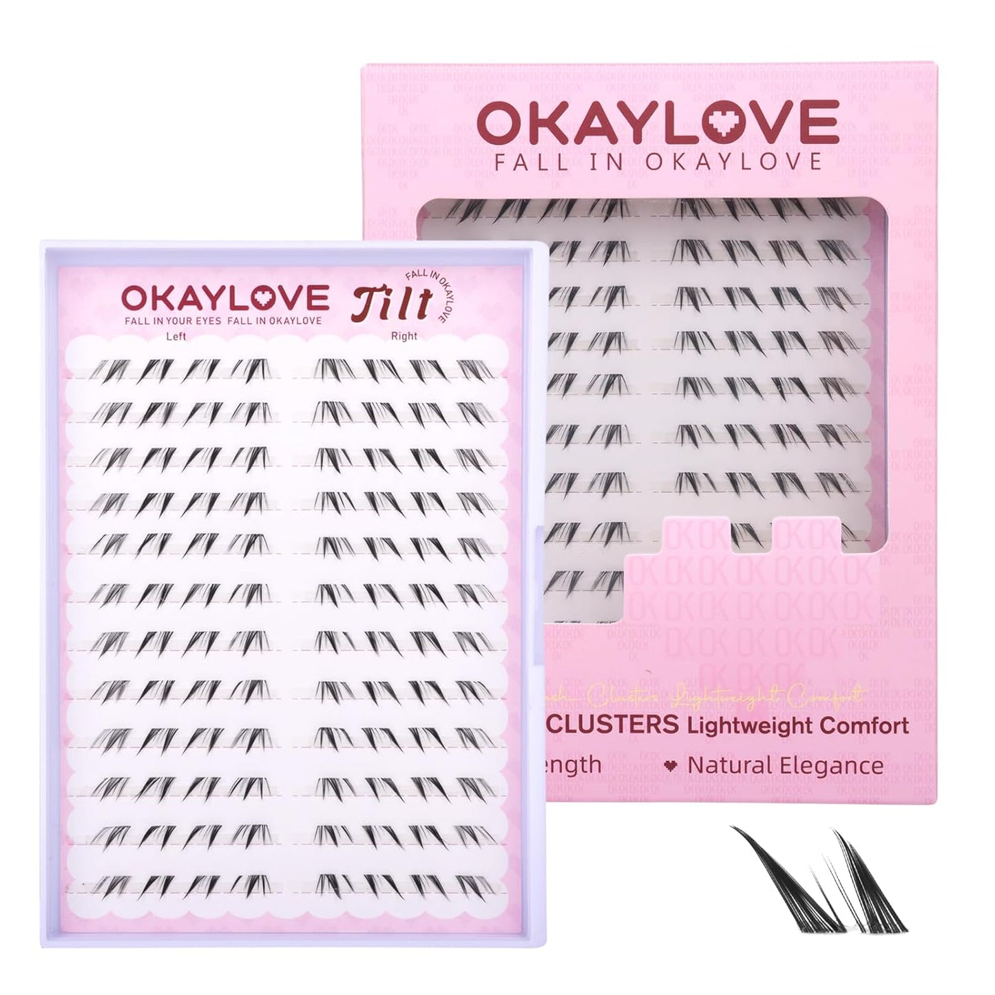 OKAYLOVE Manga Lash Clusters Kit with Spikes, LIRA 8-18mm DIY Cluster Eyelash Extensions Kit, 140pcs CC Curl Clear Band Individual Lashes with Lash Bond and Seal, Remover, Lash Tweezers