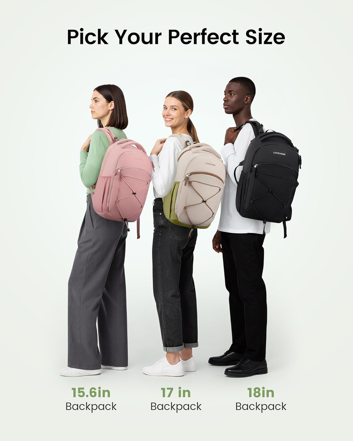 LOVEVOOK Everyday Laptop Backpack for Women & Men With Giant Tumbler Holder,18 Inch Classic Travel Work College Teacher Carry on Backpack Purse,Waterproof Computer laptop Bag Hiking Backpack,Black