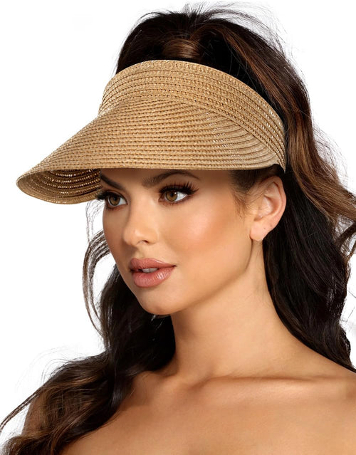 EW EastWater Beach Sun Visor Hats for Women, Wide Brim UPF50+ Sun Protection Straw Hat Packable Foldable for Summer