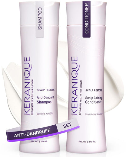 Keranique Volumizing Shampoo & Conditioner Set for Hair Repair, Growth & Thinning Hair Support – Keratin, Biotin, Menthol & Niacinamide, Lightweight Strengthening Formula - Keratin Amino Complex™