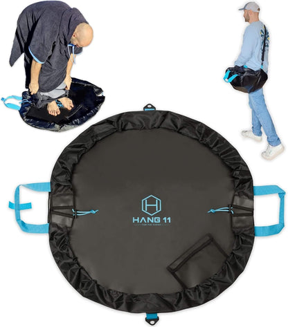 Hang 11 Wetsuit Changing Mat Bag - Surf Changing Mat with Shoulder Strap, Wetsuit Bag Waterproof, Keeps your Wet Suit & Car Clean, Surf Change Gear, Surfing Accessories, Surfing Gifts