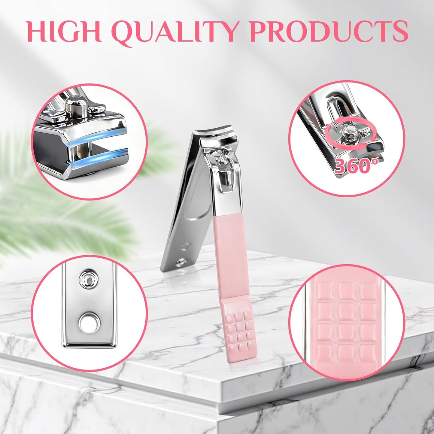 MINKINH 26-Piece Professional Manicure Set，Features Stainless Steel Tools, Carbon Steel Clippers & Travel Case for Women's Home and Travel Grooming，Mother's Day Gifts(Pink)