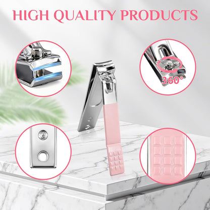 MINKINH 26-Piece Professional Manicure Set，Features Stainless Steel Tools, Carbon Steel Clippers & Travel Case for Women's Home and Travel Grooming，Mother's Day Gifts(Pink)