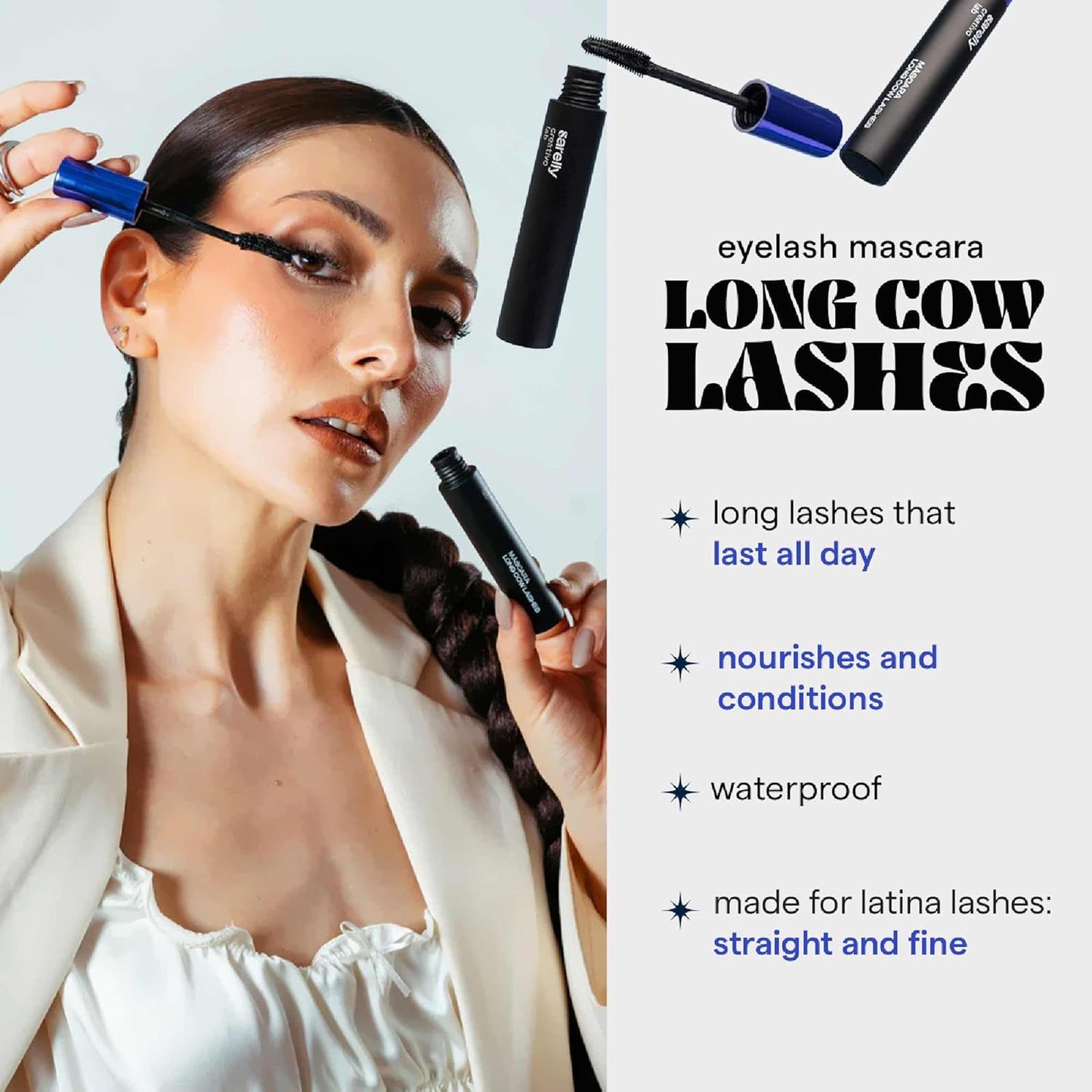 SARELLY Cow Lashes Mascara | Waterproof | Volumizing & Lengthening | Lash-Conditioning | Vegan & Cruelty-Free