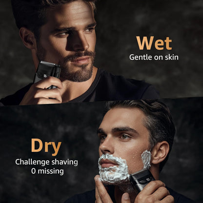 Mbzoey Electric Foil Shavers for Men: Mini Electric Razor for Face - IPX7 Waterproof Cordless Razor with LED Display & Fast Charge - Micro-Comb Technology & Precision Blades
